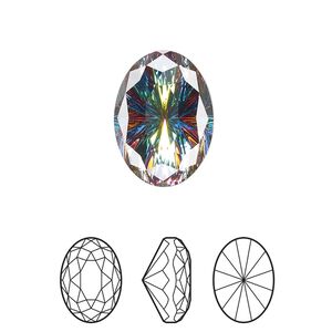 Fancy stone 24pk crystal vitrail medium foil back, Swarovski® 18x13mm magical oval 4160