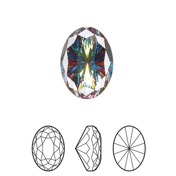 Fancy stone 24pk crystal vitrail medium foil back, Swarovski® 18x13mm magical oval 4160 image number 0