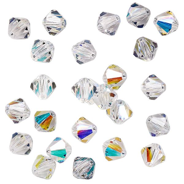 Bead 288pk crystal AB, Preciosa Czech crystal 6mm bicone image number 0