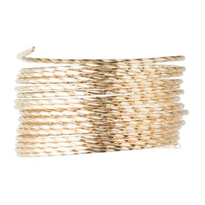 Wire, 12Kt gold-filled, half-hard, twisted round, 19 gauge. Sold per pkg of 5 feet.