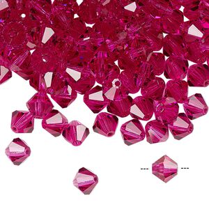 Bead 24pk fuchsia, Preciosa Czech crystal 6mm bicone