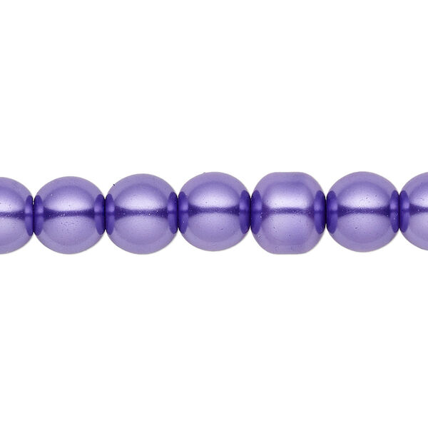Bead, crystal pearl, violet, 8mm round. Sold per pkg of (2) 15-1/2" to 16" strands, approximately 100 beads. image number 0