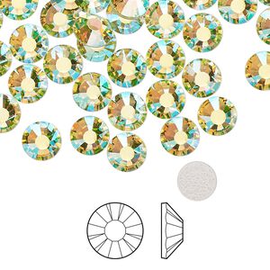 Flat back 24pk limecicle AB foil back, Preciosa MAXIMA Czech crystal hotfix rhinestone 6.3-6.5mm chaton rose round SS30