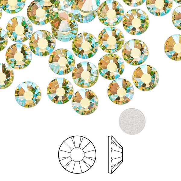 Flat back 24pk limecicle AB foil back, Preciosa MAXIMA Czech crystal hotfix rhinestone 6.3-6.5mm chaton rose round SS30 image number 0