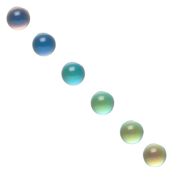 Cabochon, acrylic, multicolored, 6mm color-changing non-calibrated round. Sold per pkg of 6. image number 0
