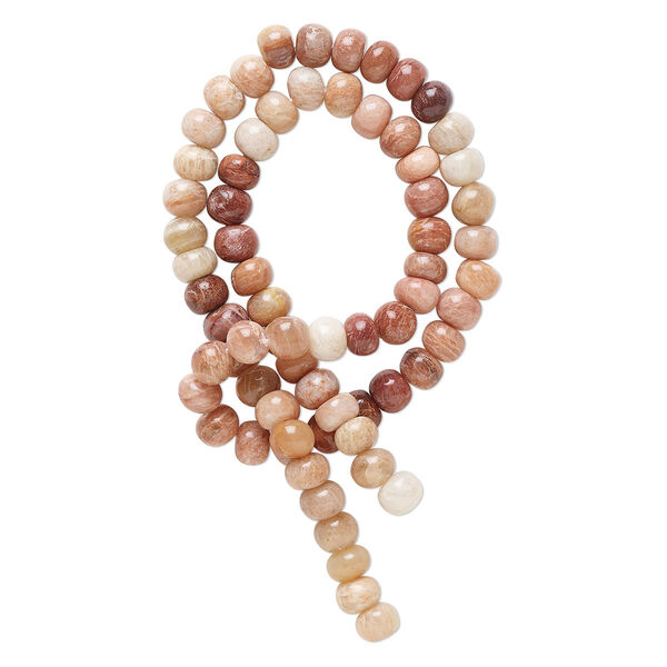 Bead, sunstone (natural), shaded, 6x5mm-7x6mm hand-cut rondelle, F grade, Mohs hardness 6 to 6-1/2. Sold per 14-inch strand. image number 0