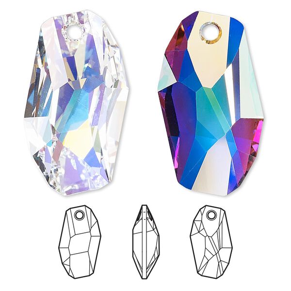 Drop 1pk crystal AB, Crystal Passions® 28x17mm pendant meteor 6673 image number 0