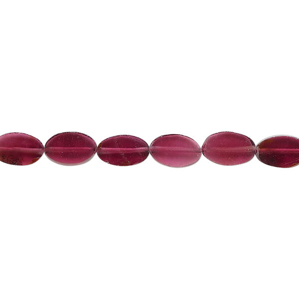 Rhodolite garnet 1pkg1, hand-cut flat oval bead B grade, 15.5-16 inch graduated 6x3mm-11x9mm image number 0