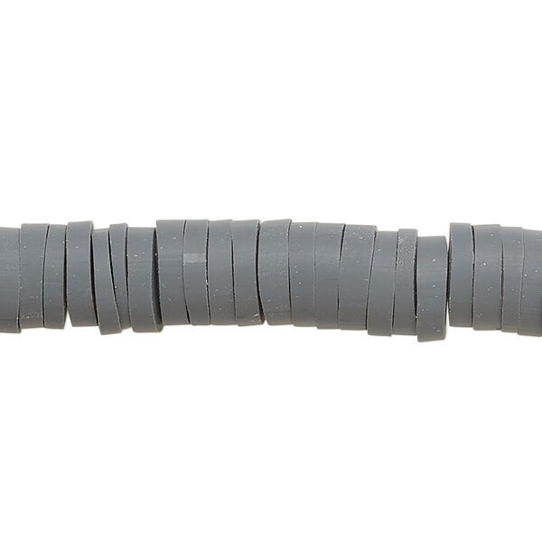 Bead, polymer clay, opaque charcoal, 8x2mm heishi. Sold per pkg of (2) 15-1/2" to 16" strands. image number 0