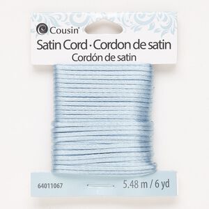 Cord, satin, slate blue, 2mm round. Sold per 6-yard pkg.