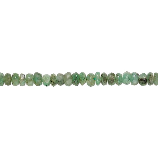 Emerald 1pkg1, hand-cut faceted rondelle bead natural 8 inch 3x2mm-4x3mm image number 0