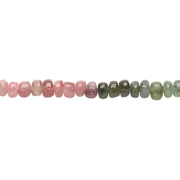 Bead, multi-tourmaline (natural), 3x2mm-5x3mm hand-cut rondelle, C grade, Mohs hardness 7 to 7-1/2. Sold per 14-inch strand. image number 0