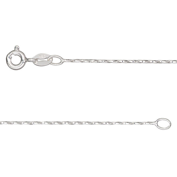 Chain, Gossamer™, sterling silver, pkg/14 inches with springring clasp, 0.5mm square cable. image number 0