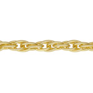 Chain, gold-finished aluminum, 5.7mm triple rope. Sold per pkg of 5 feet.