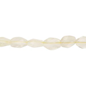 Lemon quartz 1pkg1, hand-cut faceted puffed oval bead 12 inch 8x6mm-11x7mm