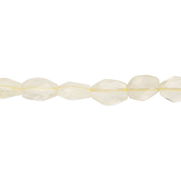 Lemon quartz 1pkg1, hand-cut faceted puffed oval bead 12 inch 8x6mm-11x7mm image number 0