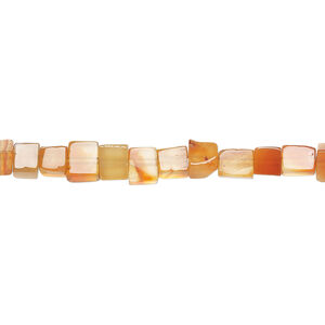 Red agate 1pkg1, cube bead, 15 inch 4-5mm light to medium
