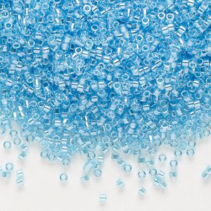 Seed bead, Delica®, glass, pkg/7.5g, #11 round, translucent luster ocean blue (DB-1229).