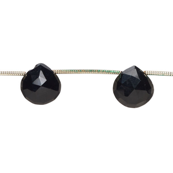 Black onyx 1pkg8, hand-cut top-drilled faceted puffed teardrop bead 10-12mm image number 0