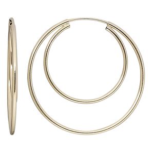 Earring hoop 1pkg2 14Kt gold-filled, 34mm double / endless loop, 21 gauge 1 pair