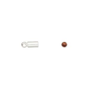 Cord end, glue-in, silver-finish brass, 5.5x3mm, approximately 2.4mm inside diameter. Sold per pkg of 20.