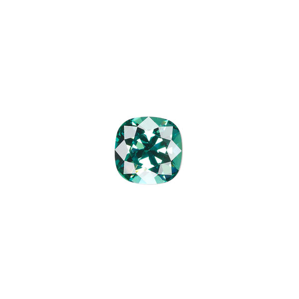 Fancy stone 1pkg144 Caribbean green foil back, Swarovski&reg; ReCreated&trade;, 10mm cushion 4470 image number 0
