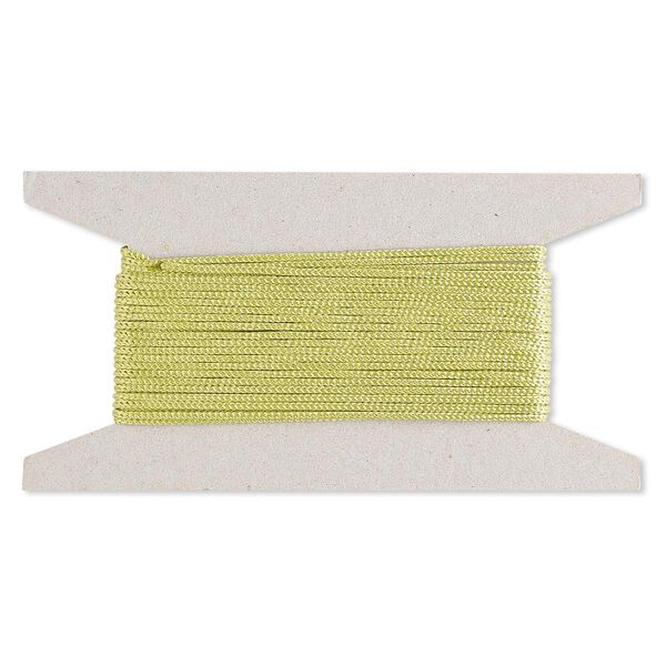 Cord, nylon, lime green, 2mm round. Sold per 25-foot card. image number 0