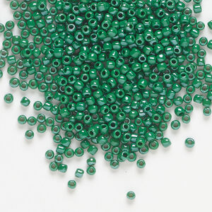 Seed bead, Dyna-Mites&trade;, glass, 1pkg1/2kg, #11 round, opaque luster pine green (774L 11/0 RR)