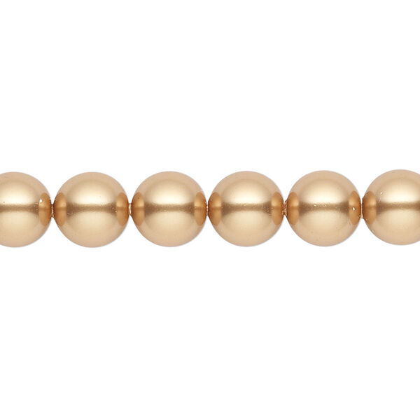 Pearl 50pk bright gold, Crystal Passions® 8mm round 5810 image number 0
