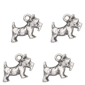 Charm, antique silver-finished "pewter" (zinc-based alloy) , 18x10mm single-sided schnauzer. Sold per pkg of 4.
