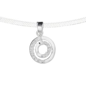 Pendant, sterling silver and cubic zirconia, clear, 13.5mm flat round. Sold individually.