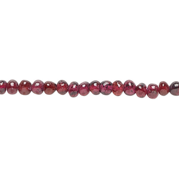Bead, rhodolite garnet (dyed), 3-4mm hand-cut uneven round, C grade, Mohs hardness 7 to 7-1/2. Sold per 13-inch strand. image number 0