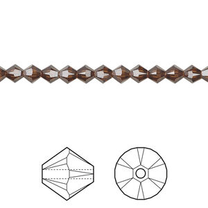 Bead 1pkg1440 smoked topaz, Swarovski® ReCreated™, 4mm bicone 5328
