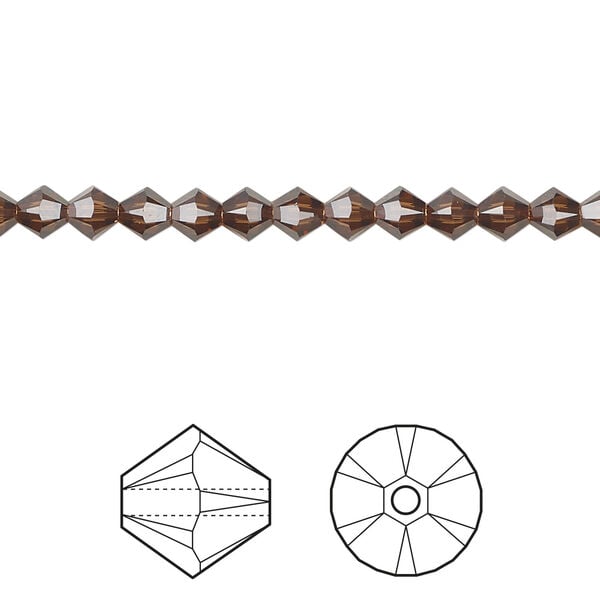 Bead 1pkg1440 smoked topaz, Swarovski® ReCreated™, 4mm bicone 5328 image number 0