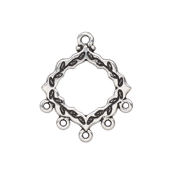 Connector, TierraCast®, antique silver-plated pewter, 22.5x21.5mm double-sided scalloped diamond with ivy cathedral design. Sold per pkg of 20. image number 0