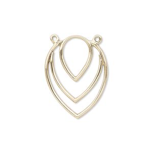 Link, antiqued brass, 24x18mm triple open teardrop. Sold per pkg of 4.