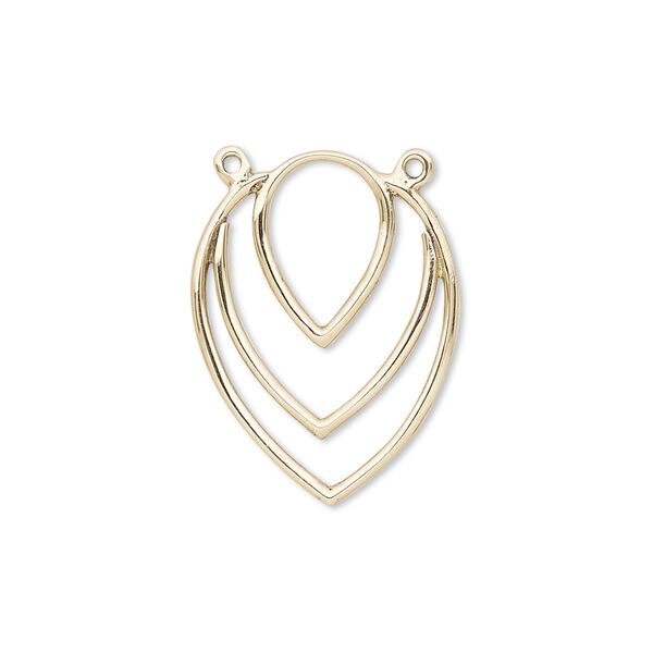 Link, antiqued brass, 24x18mm triple open teardrop. Sold per pkg of 4. image number 0