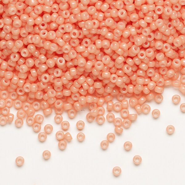 Seed bead, Miyuki, glass, pkg/250g, #11 rocaille, Duracoat® opaque outside dyed dark salmon, (RR-4462). image number 0