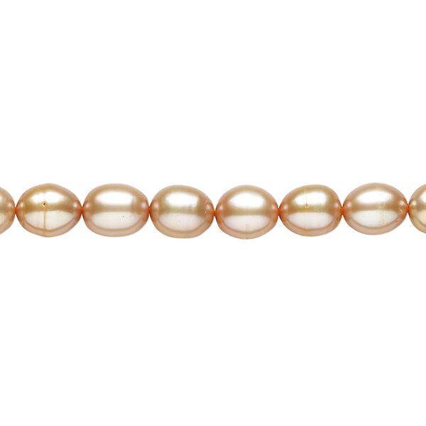 Pearl 1pkg1 cultured freshwater, 5-6mm rice C grade, 15 inch dyed sienna image number 0