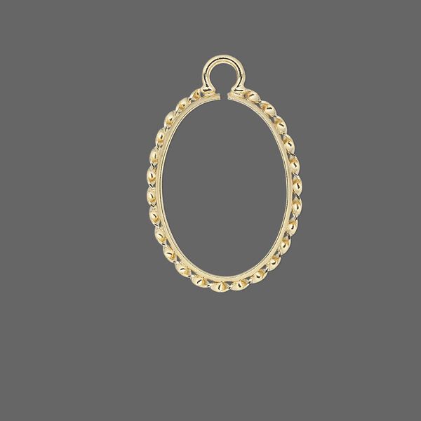 Drop, Cinch Mount, 14Kt gold-filled, 25x18mm oval bezel setting with rope edge. Sold individually. image number 0