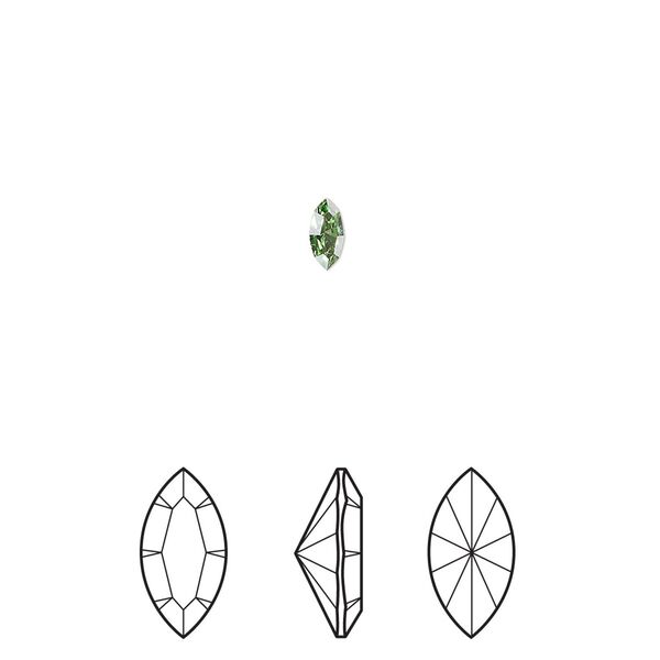 Fancy stone 6pk peridot foil back, Crystal Passions® Regenerated 5x2.5mm navette 4228 image number 0
