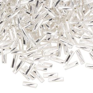 Bead, Preciosa Ornela Czech glass, bugle bead, pkg/50g, 1/4 inch twisted, silver-lined transparent clear, (78102).