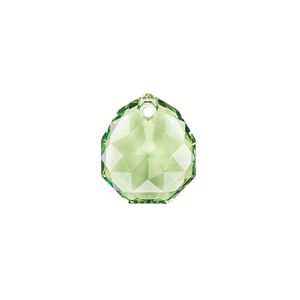 Drop 1pk peridot, Crystal Passions® 16x13.5mm pendant majestic 6436