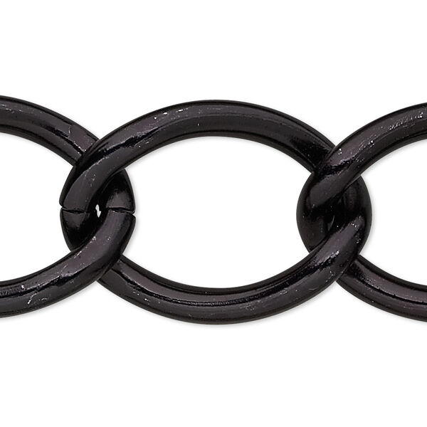 Chain, anodized aluminum, black, 23mm curb. Sold per pkg of 5 feet. image number 0