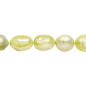 Freshwater pearl 1pkg1, rice, 15 inch pale chartreuse 8-10mm cultured