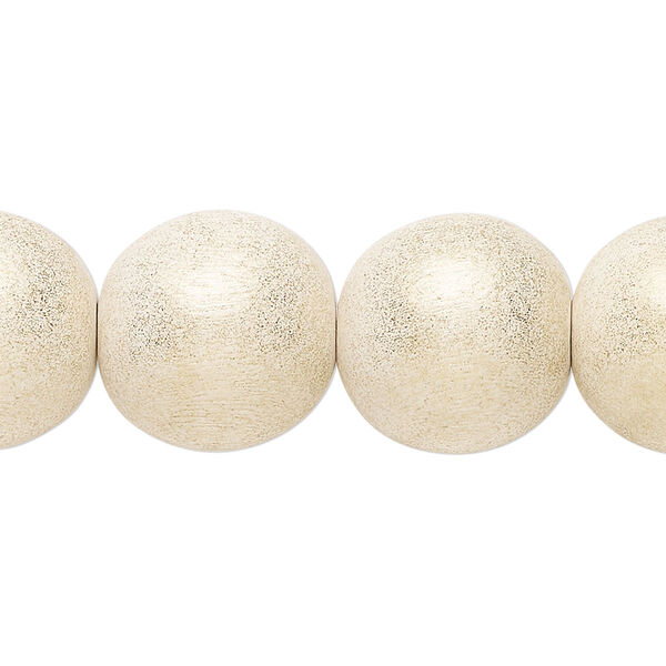 Taiwanese cheesewood 1pkg1, hand-cut painted round bead 15.5-16 inch gold cream 16mm image number 0