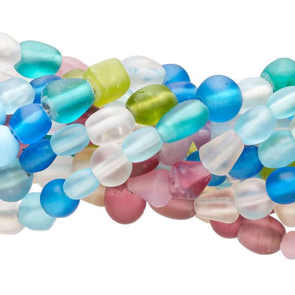 Bead mix, glass, translucent and opaque matte mixed colors, 5x4mm-9x6mm mixed shapes. Sold per pkg of (5) 14-inch strands, approximately 280 beads. image number 0