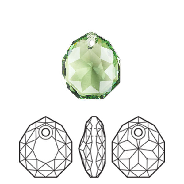 Drop 1pk peridot, Crystal Passions® Regenerated 16mm pendant majestic 6436 image number 0