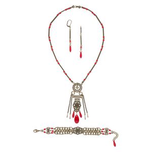 Necklace / earring / bracelet set, One of a Kind Jewelry, 19-1/2 inches and 7-1/2 inches. Only one available.