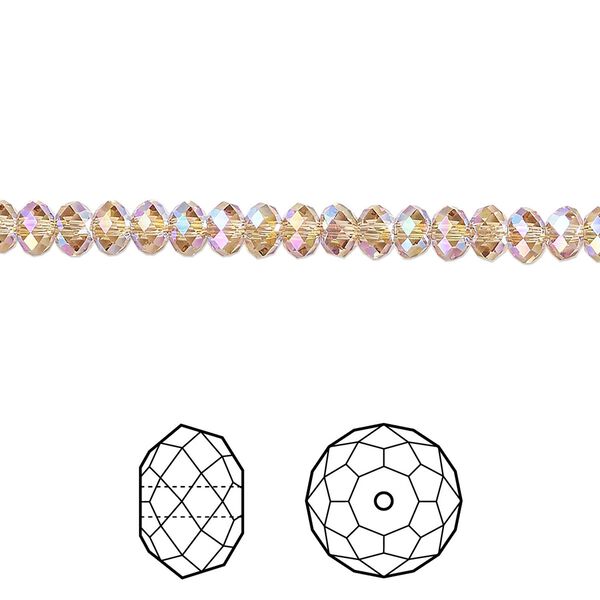 Bead 720pk light Colorado topaz shimmer 2X, Swarovski® 4x3mm rondelle 5040 image number 0